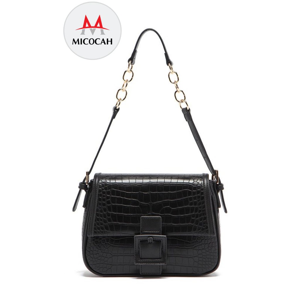 Túi Xách Nữ Đeo Chéo Kẹp Nách Chính Hãng MICOCAH Dáng Công Sở Thời Trang Phối Vân Da Rắn Siêu Đẹp MC65