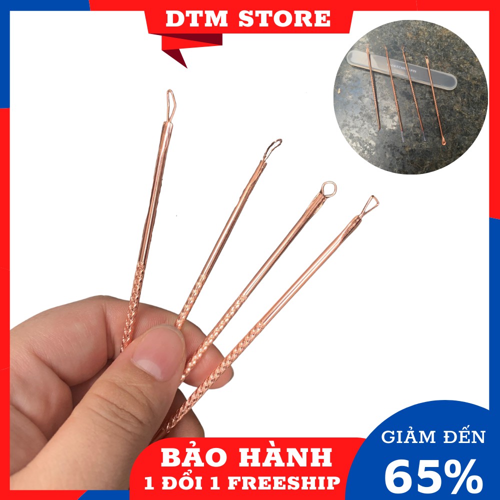 Bộ 4 cây nặn mụn 8 đầu kèm lấy ráy tai tiện dụng.,bộ 4 cây que lấy mụn đầu đen,mụn cám kèm hộp đựng - DTM Store
