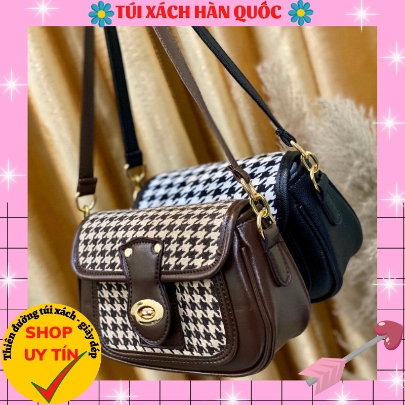 Túi Xách Nữ Đeo Chéo , Đeo Vai Kẻ Dạ Khóa Xoay Thời Trang TXHQ 88