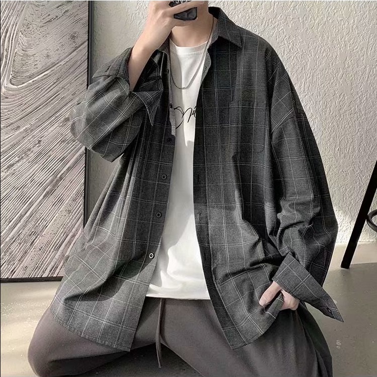 Áo sơ mi dáng rộng nam họa tiết kẻ sọc phong cách Hàn Quốc áo sơ mi nam sọc caro thời trang áo sơ mi caro nam áo sơ mi nữ form rộng bông áo sơ mi form rộng