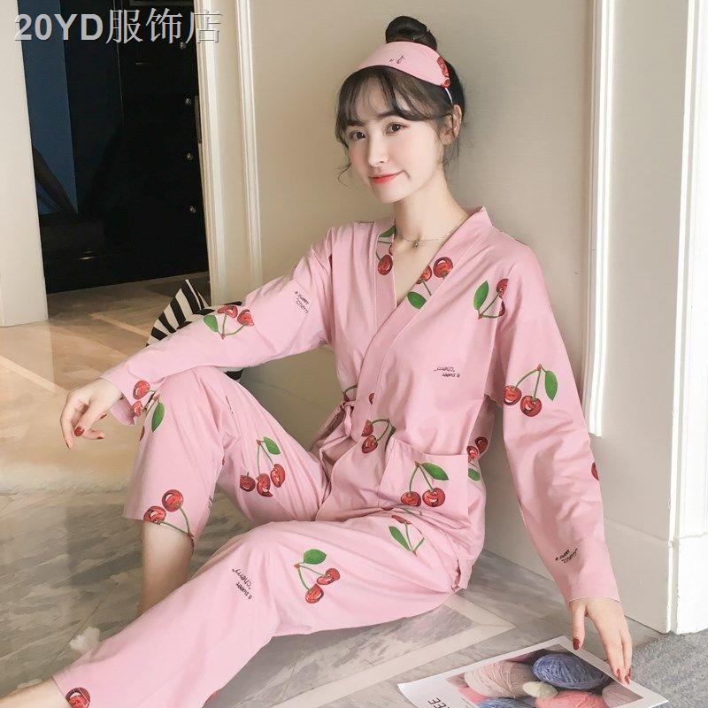 ▧∋♀Dài tay quần áo giam giữ mùa xuân và mùa thu mùa hè đồ ngủ bà bầu mỏng cộng với kích cỡ quần áo cho con bú sau sinh q