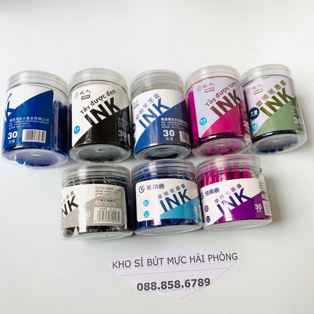 Mực xoá lọ 30 ống dễ dàng tẩy xoá, được đựng trong lọ nhựa vô cùng tiện dụng