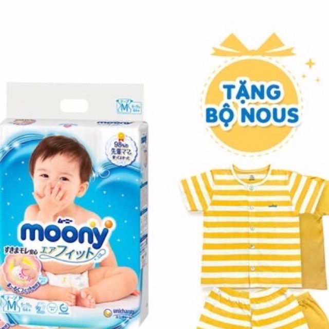 ( Tăng bộ Nous) Bỉm dán/ quần Moony đủ size Nb90/ S84/ M64/M58/L54/L44/XL48/XXL26