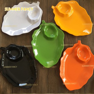 10 dĩa lá hai trong một có chén tương 25cm đĩa nhựa phíp - Melamine dish plate