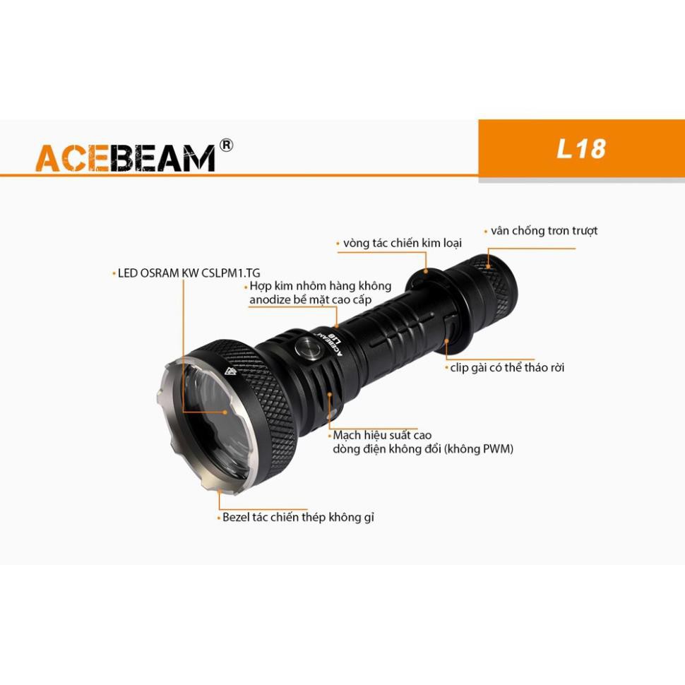 [BẢN MỚI NHẤT] [SIÊU NHỎ GỌN] ACEBEAM L18 Đèn pin và đèn sạc nhỏ gọn sáng 1500 lumen chiếu siêu xa 1000m LED Osram