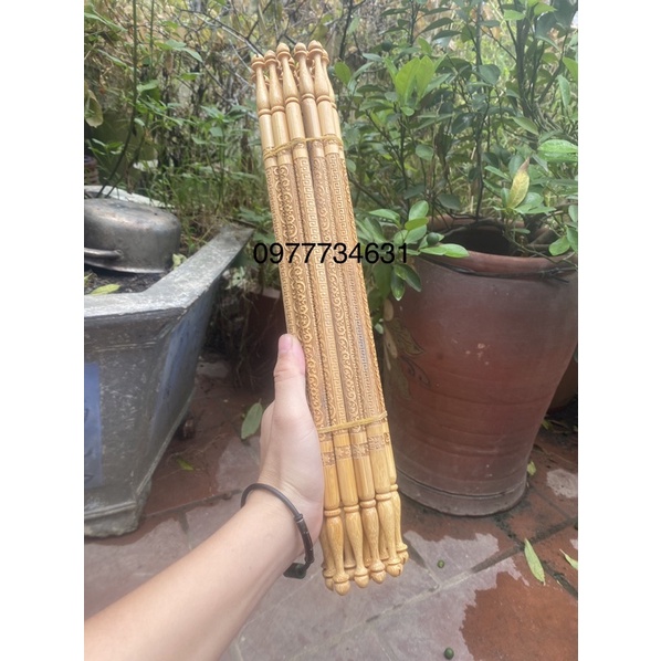 Cầu thẳng Tre đục laze tiện 2 đầu size 37 lồng chim chào mào cao cấp