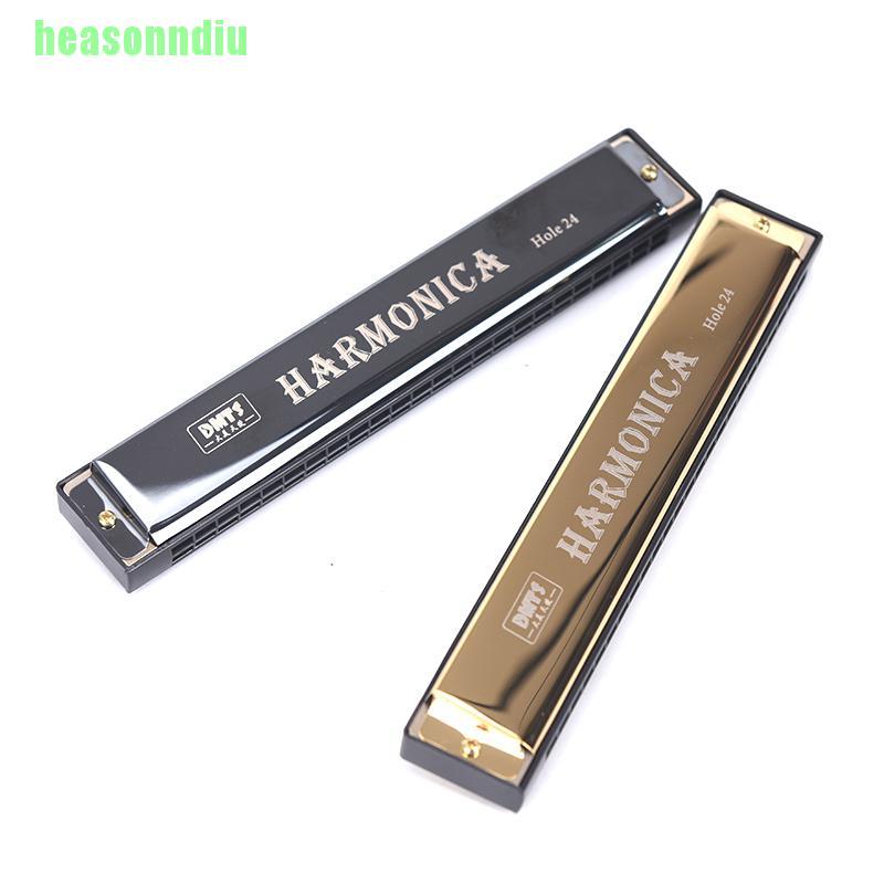 Kèn Harmonica Tremolo 24 Lỗ Màu Vàng / Đen Âm Trầm Ấm