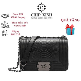 Túi xách nữ công sở đẹp CL Boy, túi đeo chéo nữ đi chơi da trăn hàng loại 1 CHIP XINH TX06