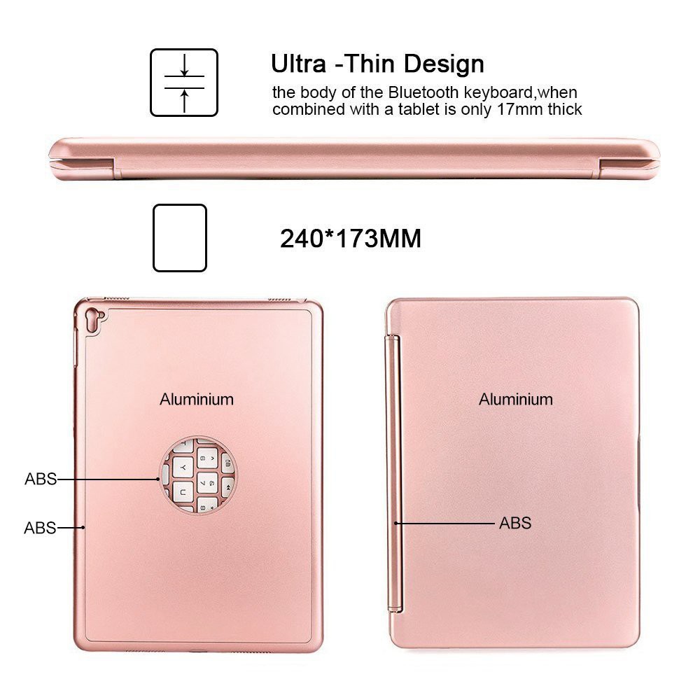 Bao da kiêm bàn phím Bluetooth F8Spro cho ipad Pro 9.7 (Rose Gold)