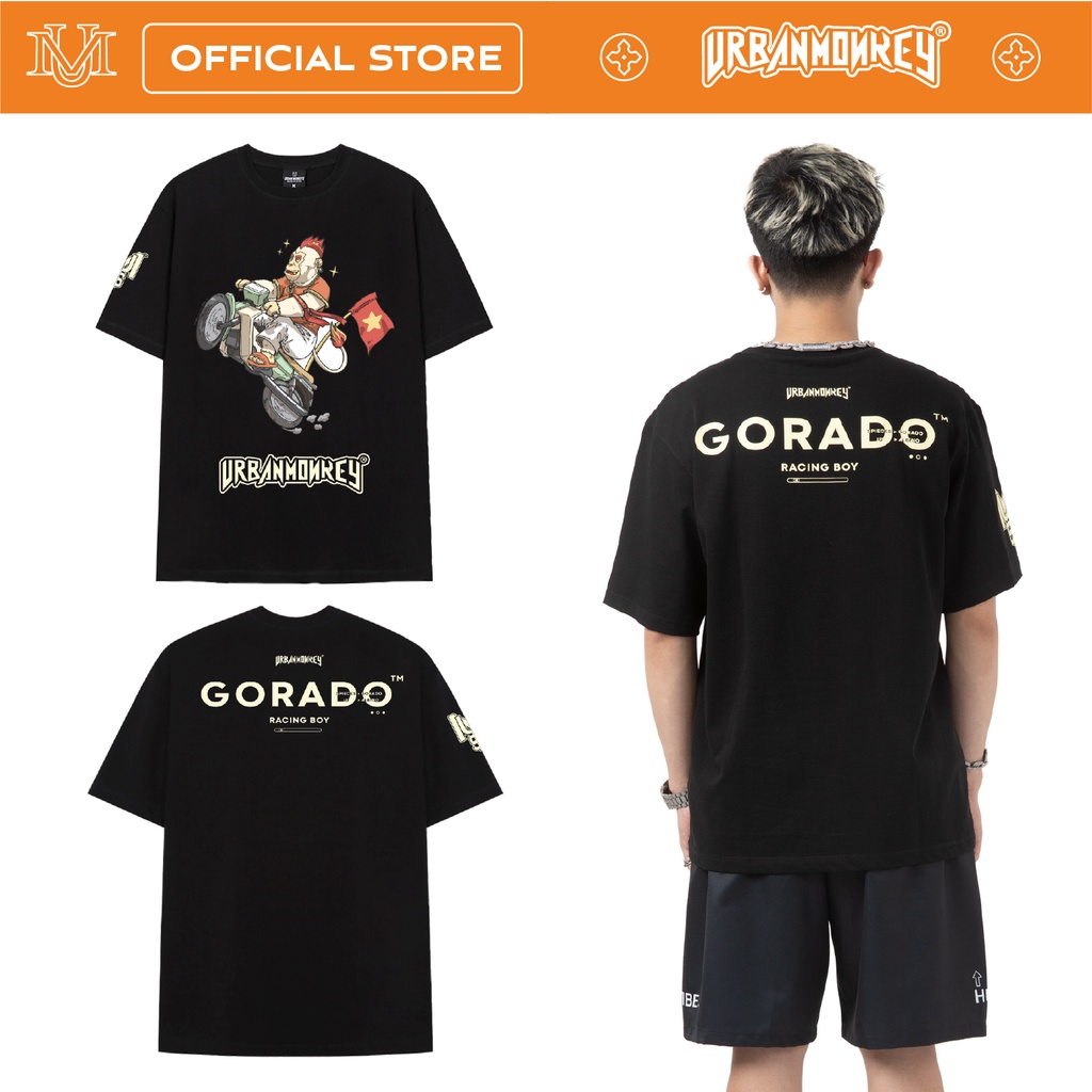 Áo Thun URBAN MONKEY GORADO RACING BOY Đen Thun Cotton Thoáng Mát | MAN | WOMAN | T-SHIRT