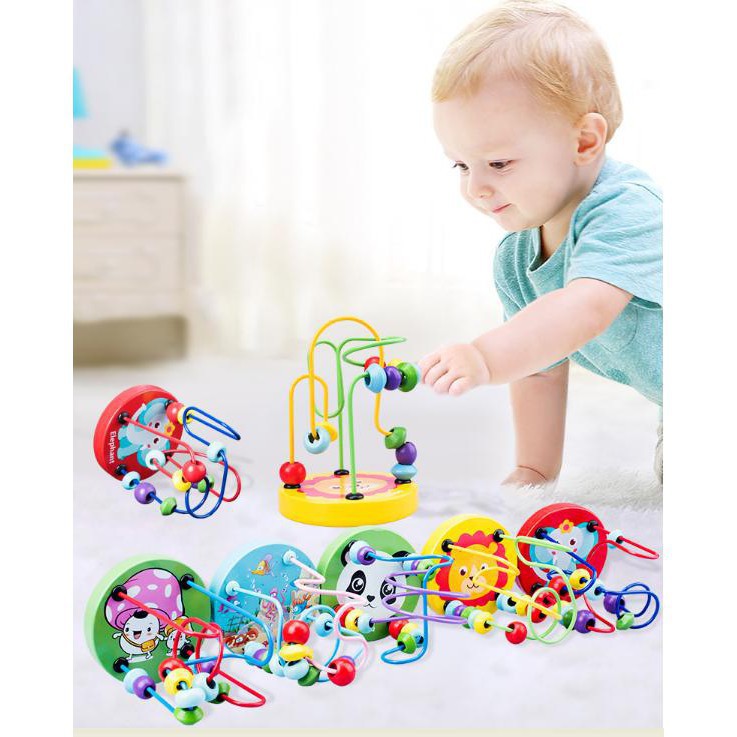 Đồ chơi gỗ cho bé 👶 Luồn hạt gỗ mê cung rèn luyện sự khéo léo, phát triển trí não Space Kids