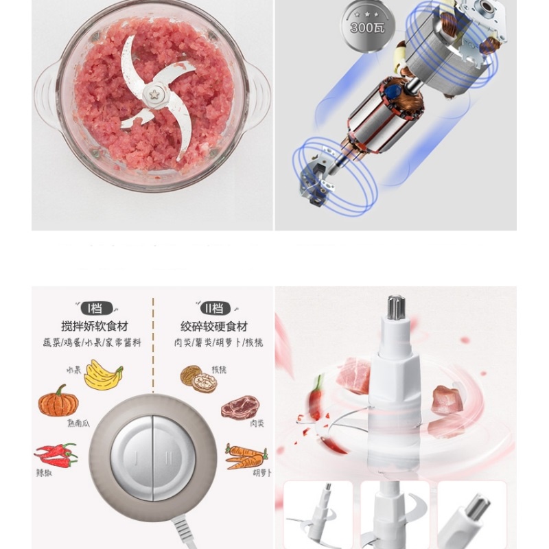 Máy xay thịt Bear - Cối thủy tinh, dung tích 2 lít, xay thịt đa năng rau củ quả - Nhập khẩu chính hãng t03