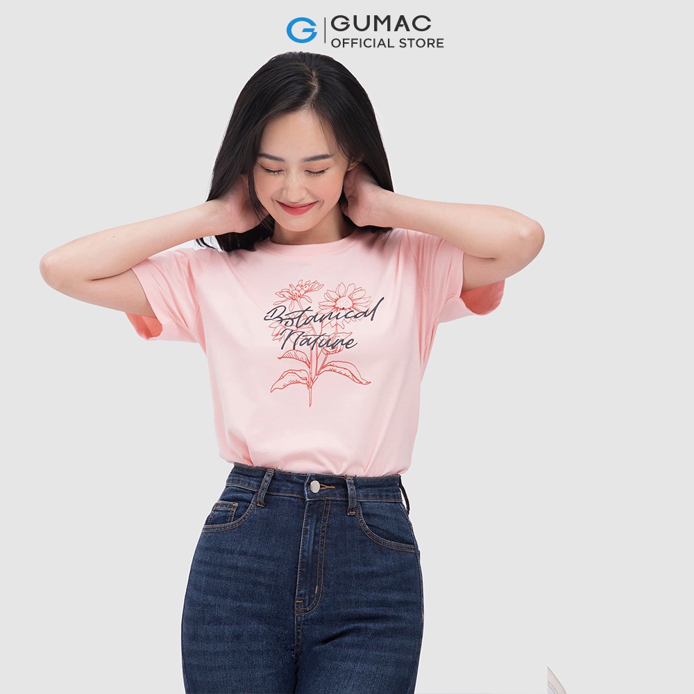 [Mã WABRGUM giảm 10% tối đa 30K đơn 99K] Áo thun nữ cổ tròn in hoa thời trang GUMAC ATC04039 - mẫu mới | BigBuy360 - bigbuy360.vn