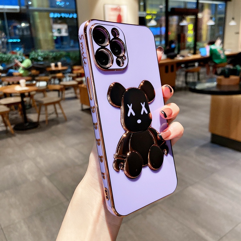 Ốp điện thoại hình gấu 3D kín màu cho iPhone 13 ProMax 12 ProMax 11 Pro Max. 14 Promax, 14pro, 7Plus , Xs Max, X.