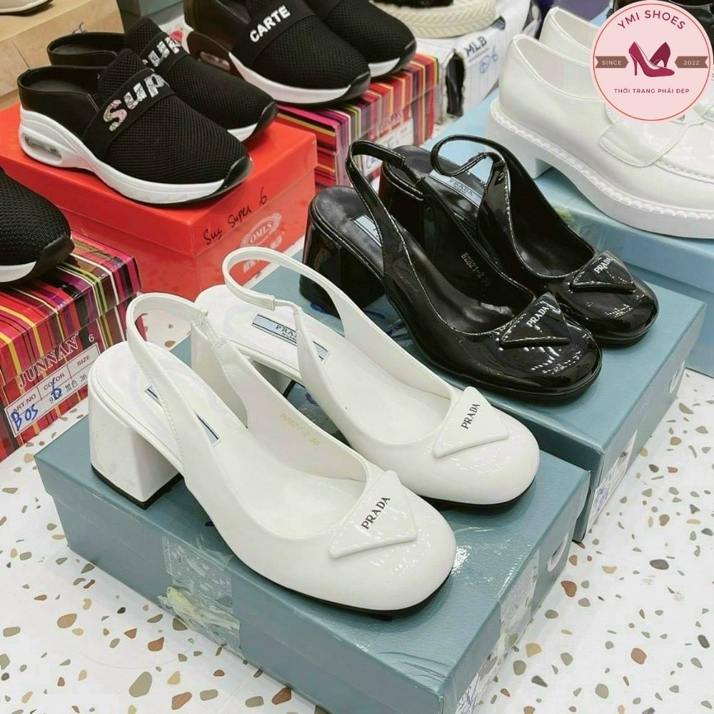 Giày cao gót bít mũi nữ 7 phân mũi vuông gót vuông dáng Sandal Siêu Hot - Thời Trang - Sang Trọng