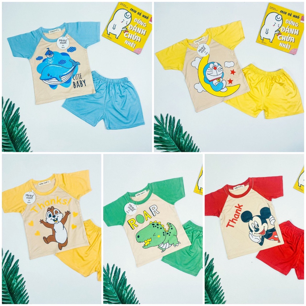 [Bé 7-19kg] Bộ ngắn tay trái cây thun lạnh SIZE ĐẠI 18-32kg Minky Mom mềm mịn mát cho bé trai bé gái