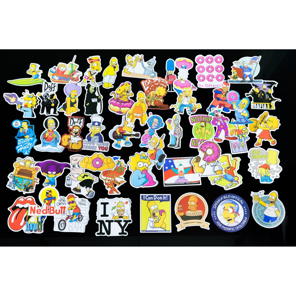 Sticker Simpson M2 chống nước lâu phai trang trí laptop, mũ bảo hiểm, đàn, guitar, ukelele, macbook, điện thoại