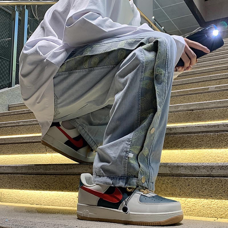 Quần jeans dài ống rộng thời trang Hàn Quốc cho nam