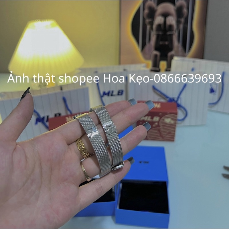 Vòng Tay Đôi, Vòng Tay MLB Logo NY Full Box Chất Liệu Titan Không Rỉ