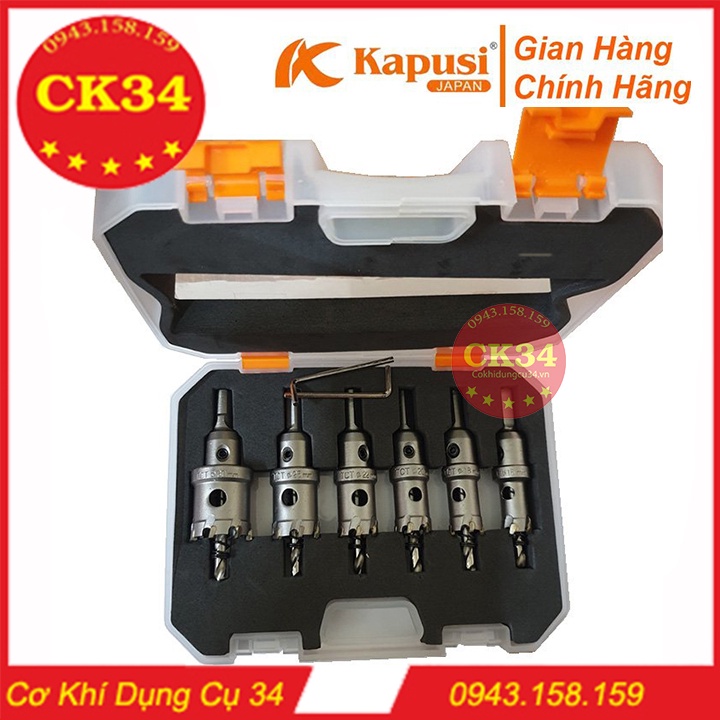 Bộ 6 mũi khoan khoét đa năng Kapusi JAPAN 16 -18 - 20 - 22 - 25 - 30 Chuyên Khoét Sắt, Khoét Inox đầu hợp kim