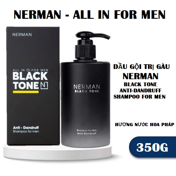 Dầu Gội Nerman Sạch Gàu Cho Nam Giới Hương Nước Hoa Pháp Cao Cấp Nerman Black Tone Anti-Dandrufff  Shampoo 350g