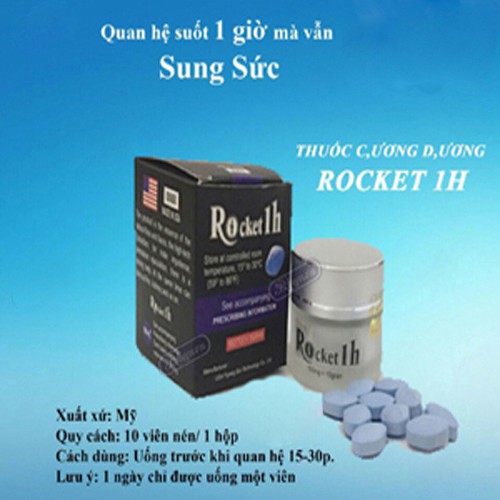Rocket 1H hộp 10 viên - Tăng cường sinh lý nam - Thể hiện đẳng cấp phái mạnh