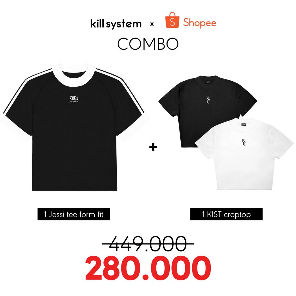 1 Áo Jessi đen form fit + 1 KIST Croptop Kill System