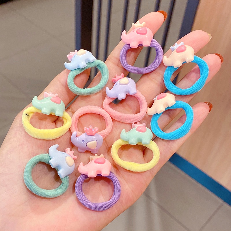 Set 10 dây buộc tóc cao su kiểu dáng dễ thương cho bé gái