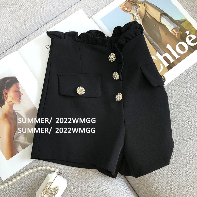 Quần Short Lưng Cao Màu Đen Thiết Kế Mỏng Kiểu Dáng Đơn Giản Thời Trang Dành Cho Nữ  tao bao