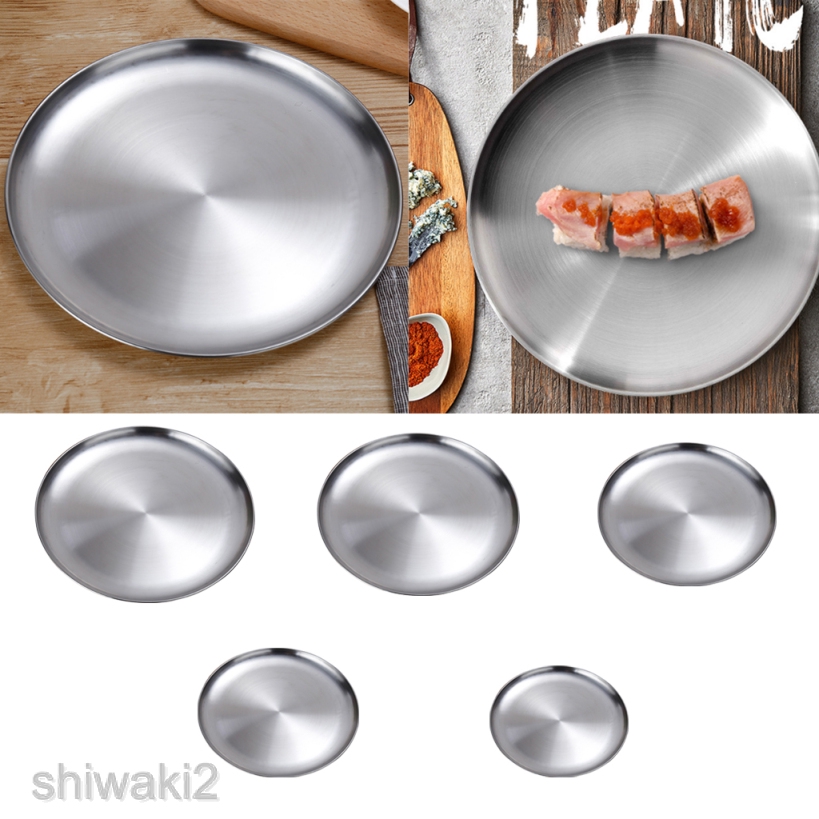 Stainless Steel Round Plate Dinner Plate Dish Food Serving Platter 14cm