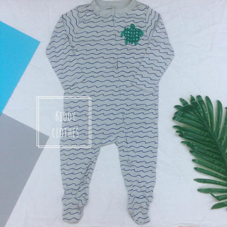Body dài liền vớ bé trai chất cotton mềm - Xám con rùa