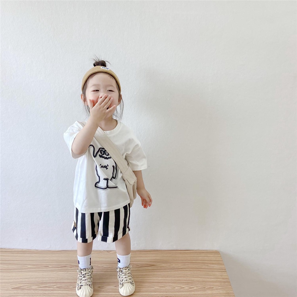 Áo Thun Ngắn Tay Dáng Rộng In Hình Hoạt Hình Giản Dị Thời Trang Mùa Hè Dành Cho Trẻ Nhỏ