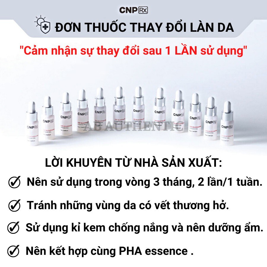 Vỉ Sample Peel da CNP rx Skin Rejuvenating Intensive Peel giúp làm căng bóng da, phục hồi lão hóa, mờ sạm nám.