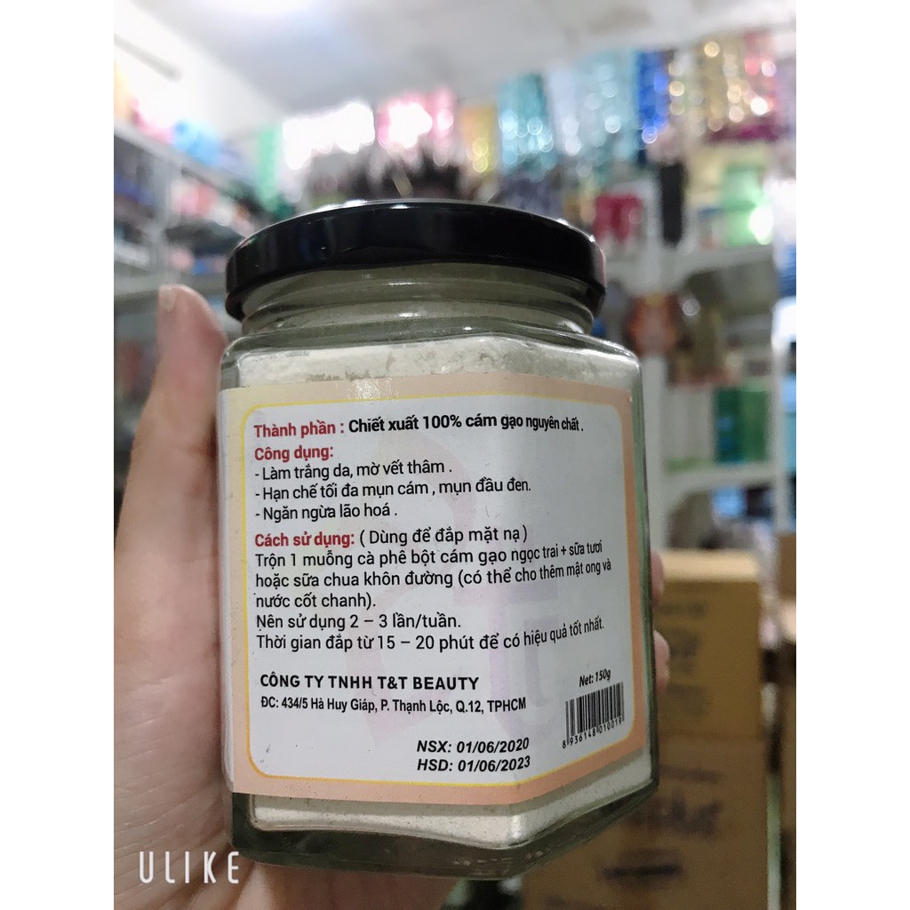 BỘT CÁM GẠO NGUYÊN CHẤT HỦ 150G giúp trắng da ,mờ vết thâm,giảm mụn