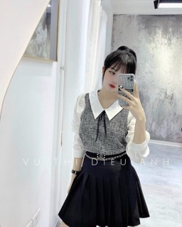 Áo dạ pha tay sơ mi crtop, sơ mi dạ pha tay