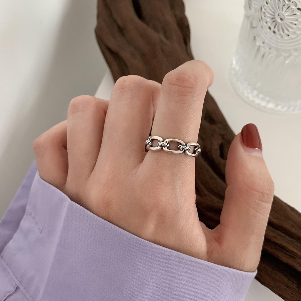 Nhẫn hở màu bạc có thể điều chỉnh phong cách Hàn Quốc cá tính cho nữ