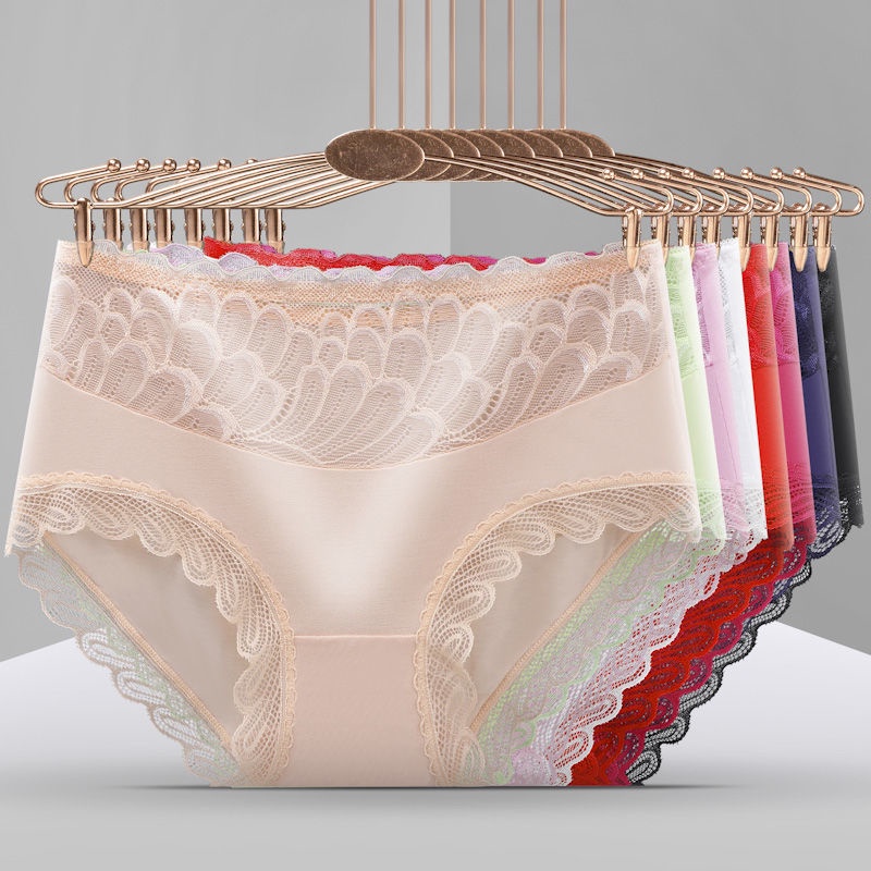 Quần Lót cotton Phối Ren Không Đường May Lưng Vừa Quyến Rũ Cho Nữ