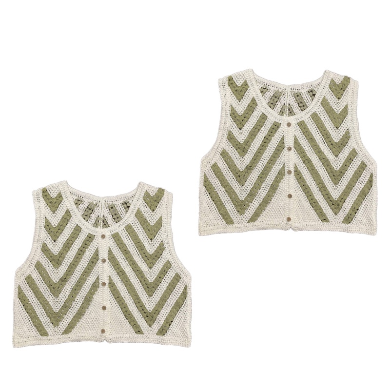 Brroa Áo Croptop Dệt Kim Dáng Rộng Cài Nút Họa Tiết Kẻ Sọc Thời Trang Hè Thu Cho Nữ
