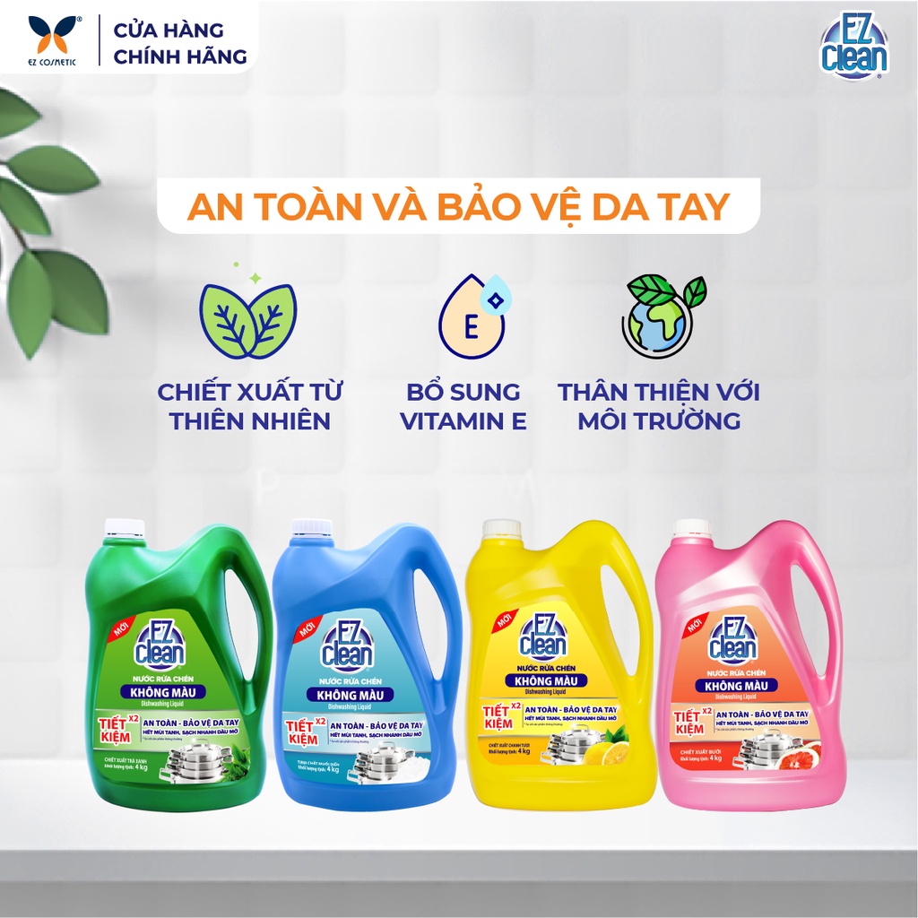 Nước Rửa Chén Không Màu Độc Hại EZ CLEAN 4kg