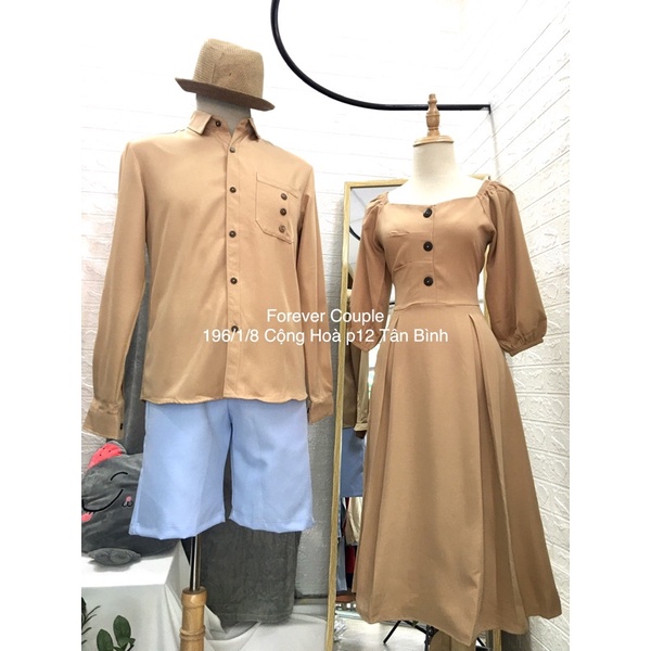 Áo váy đôi Vintage màu nude Forever Couple