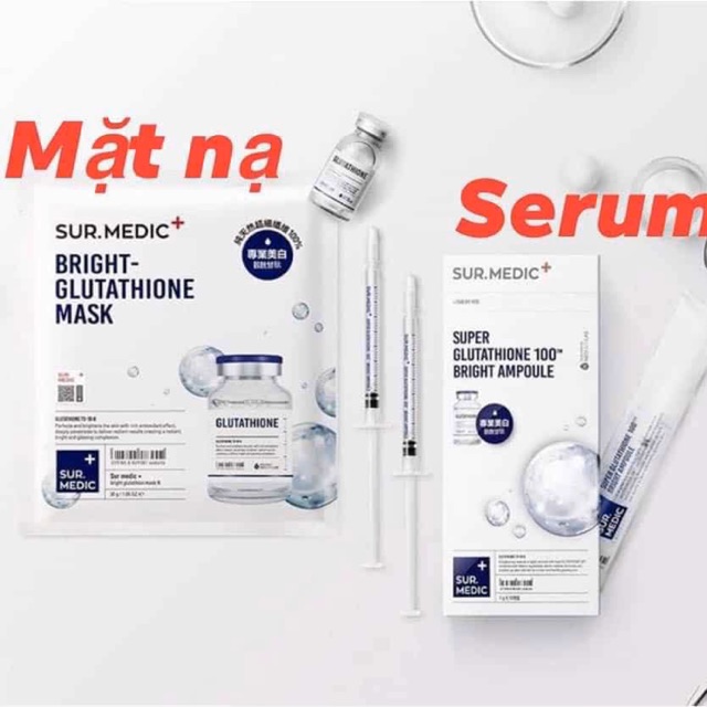 COMBO 1 MASK+ 1 SERUM SUR.MEDIC TRUYỀN TRẮNG GTHATIONE CHÍNH HÃNG