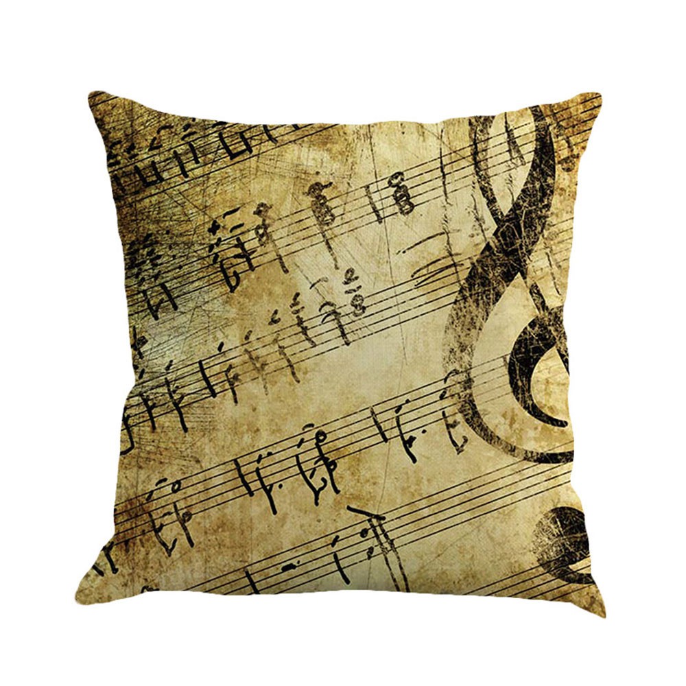 forkoobe.vn Musical Note Painting Linen Cushion Cover Throw Pillow Case Sofa Home Decor