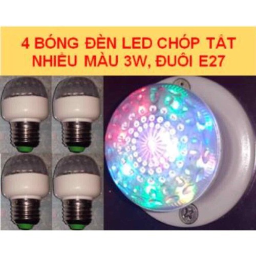 Bộ 4 Bóng đèn chanh led 3W đui E27 ánh sáng đổi màu tự động