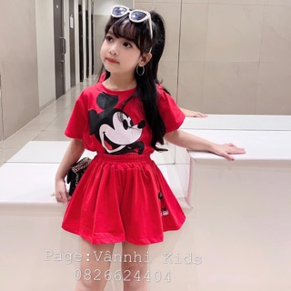 Set mickey quần xoè váy cho bé gái