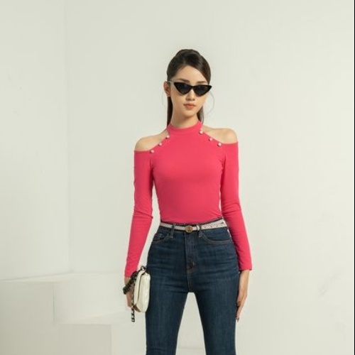 Áo thun nữ dài tay khoét vai dáng ôm AT040-06 thiết kế trẻ trung sang trọng phù hợp mọi hoàn cảnh