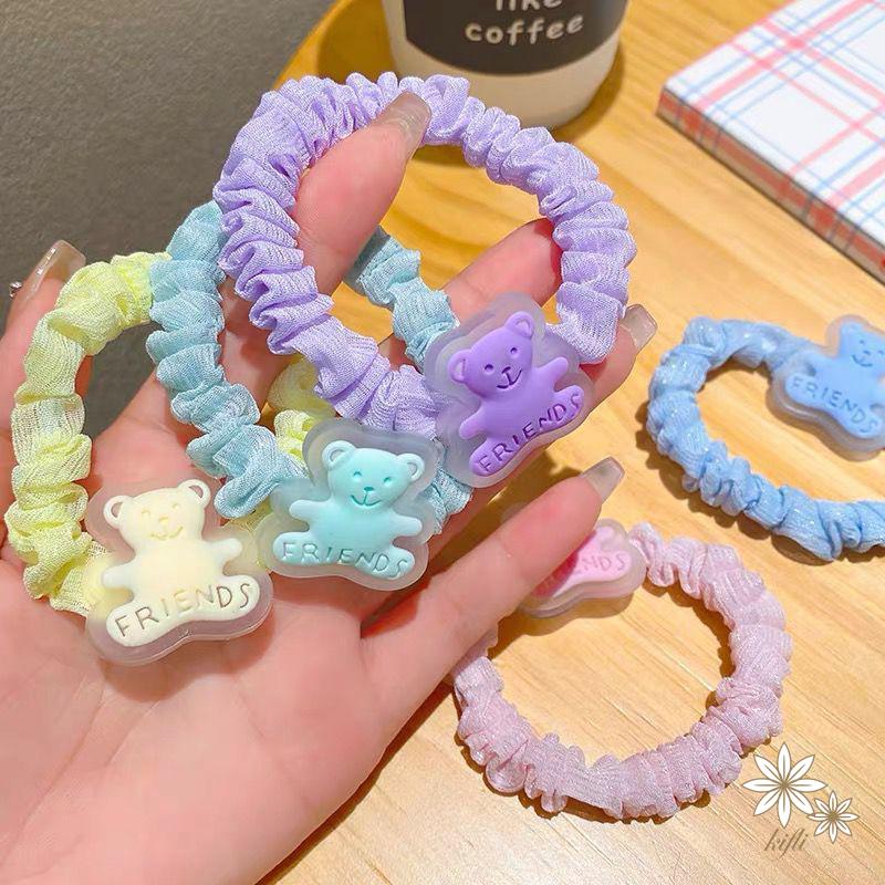 Dây Cột Tóc/Vòng Tay Hai Mặt Hình Gấu Hoạt Hình Dễ Thương Đa Năng Cho Cặp Đôi