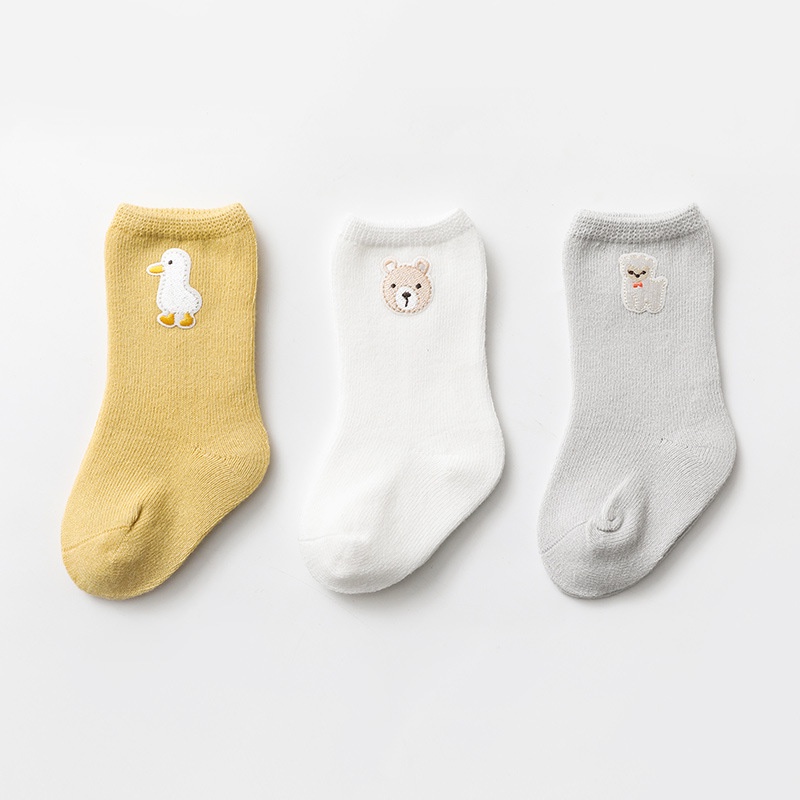 Set 3 Đôi Vớ Cotton Chống Trượt Họa Tiết Hoạt Hình Cho Bé Sơ Sinh 0-5 Tuổi