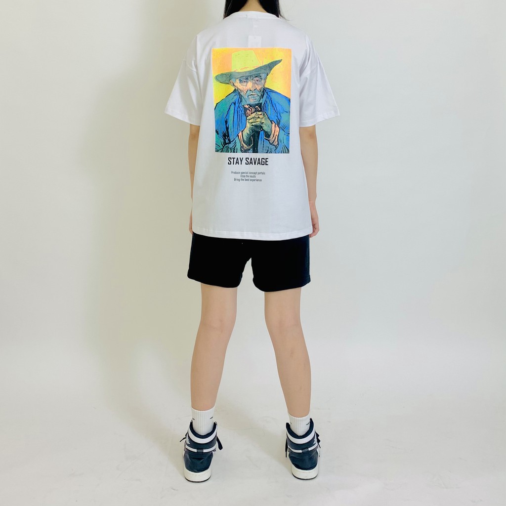 Áo thun tay lỡ KAWSTEE phông Unisex nam nữ form rộng oversize in hình STAY SAVAGE