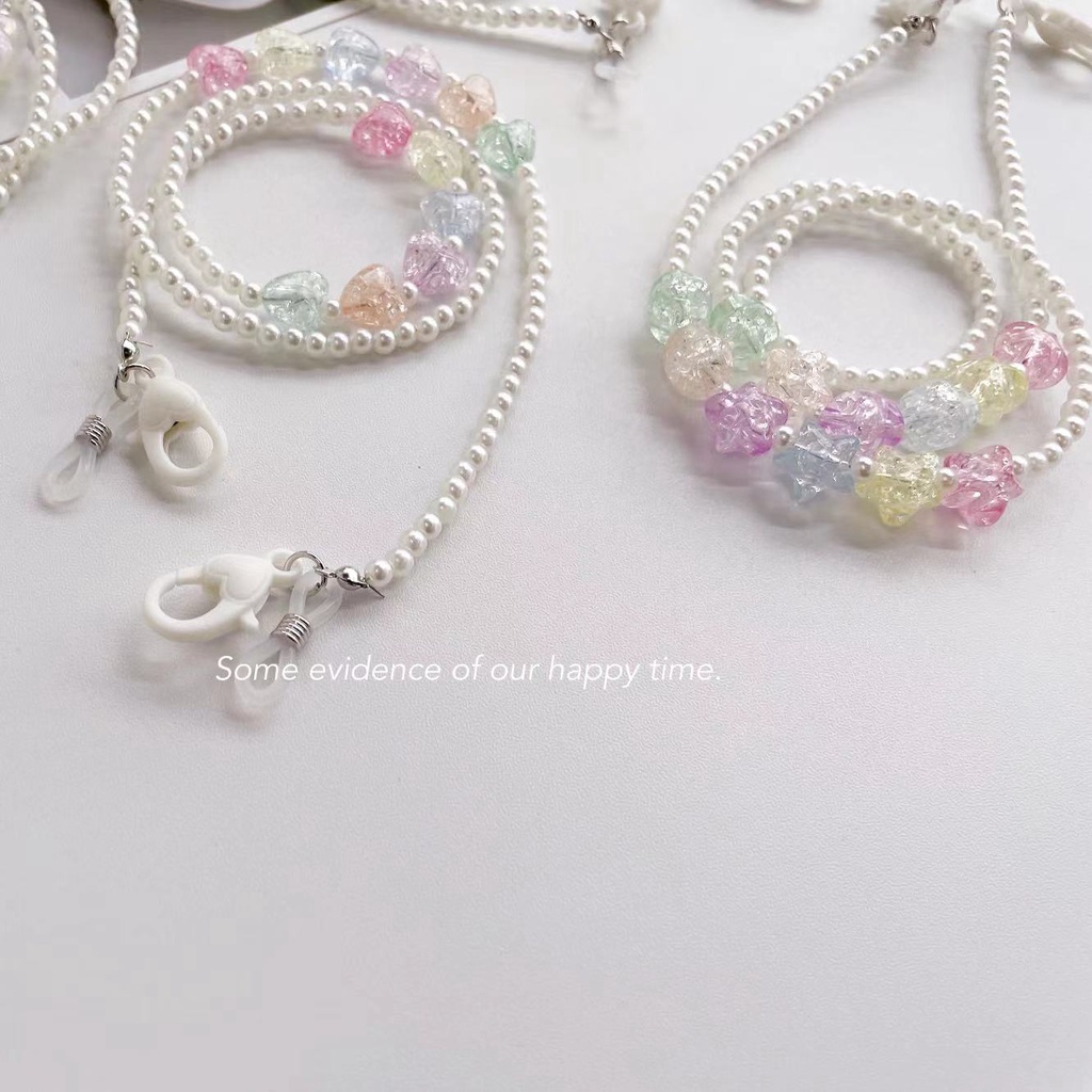 Dây Đeo Mắt Kính Xỏ Hạt Acrylic Màu Kẹo Sáng Tạo Mới