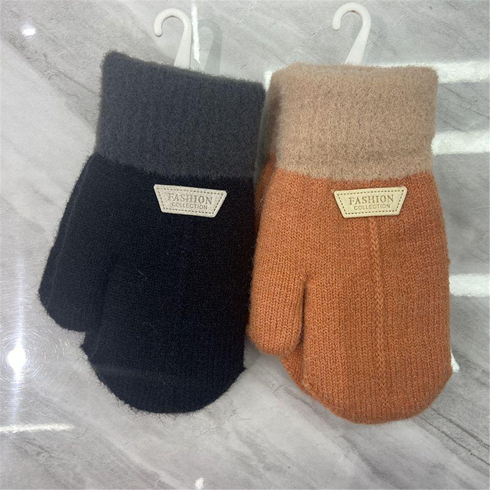 Găng tay ấm Trẻ em cộng với nhung dày dệt kim găng tay